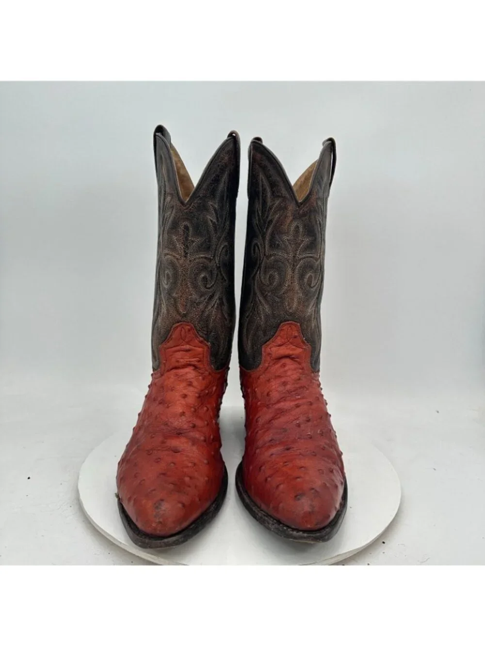 Forastero Size 10.5 Red Quill-Textured Pull-On Western Cowboy Boots